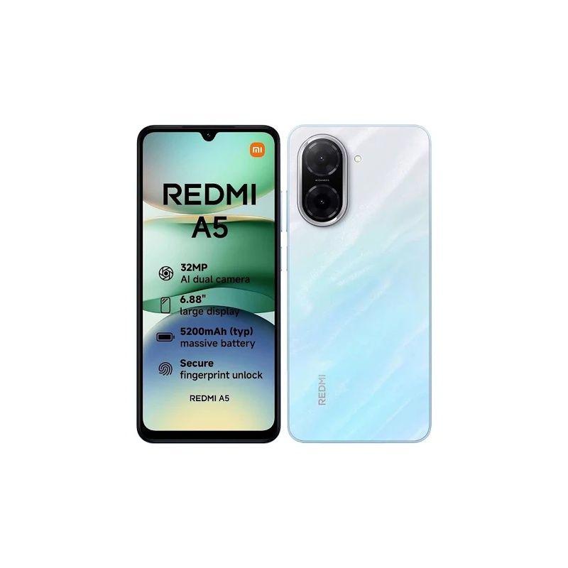 Smartphone Xiaomi Redmi A5 128gb, 4gb RAM, Dual SIM 4G, Tela 6,88, HD 120Hz, Câm. 32MP com IA, Bateria 5200mAh, Android 15 Go